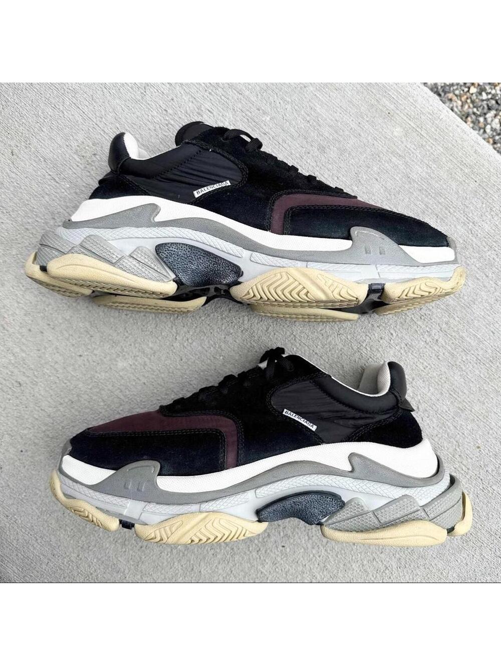 Balenciaga Triple S 2.0 Sneakers Size EU 42 US 9 Black Burgundy Nylon $1,090